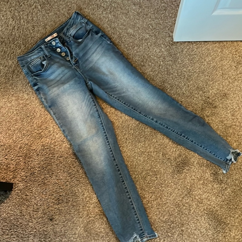 SO Junior's Jeans Size 7/28W Vintage Vibe High Rise Ankle Skinny Button Fly
